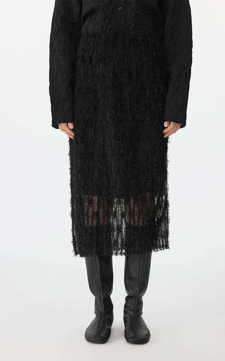 Skirt / JNBY Feather-Like Embroidered Midi Skirt black