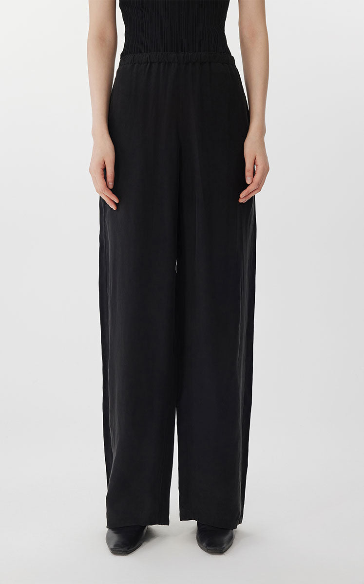 Pants / JNBY Sustainable Wide-Leg Satin Pants Black