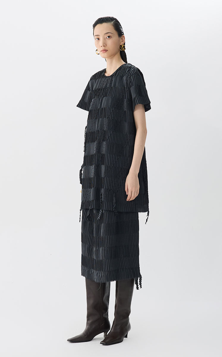 Dress / JNBY Urban Pleated Mini Dress Grey