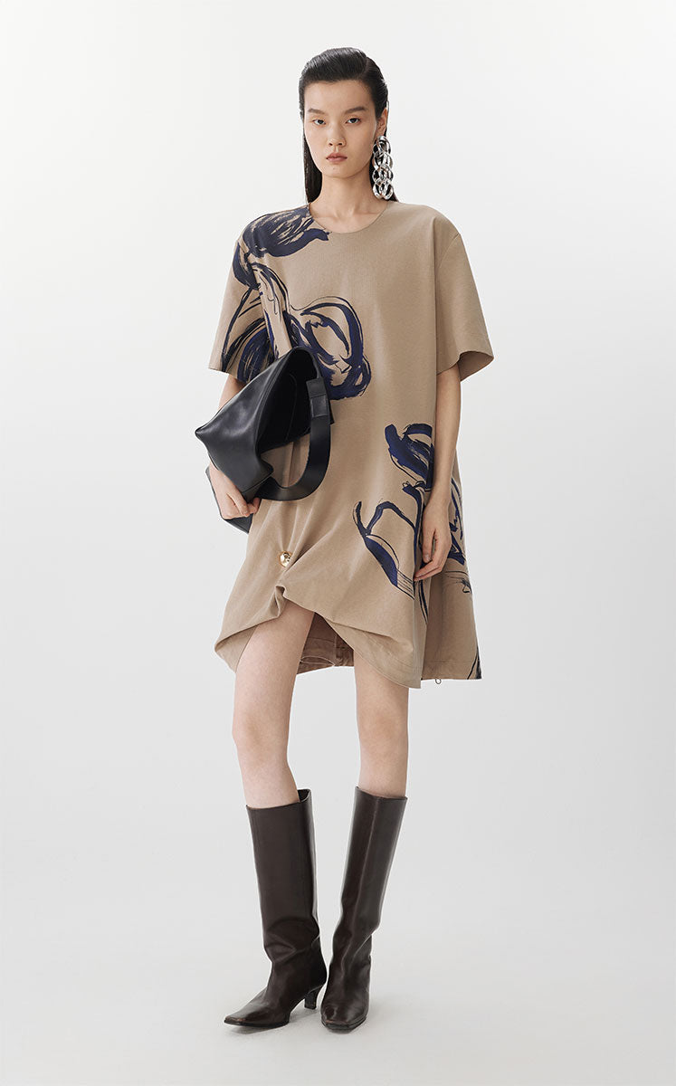 Dress / JNBY Tulip Print A-Line Dress Green