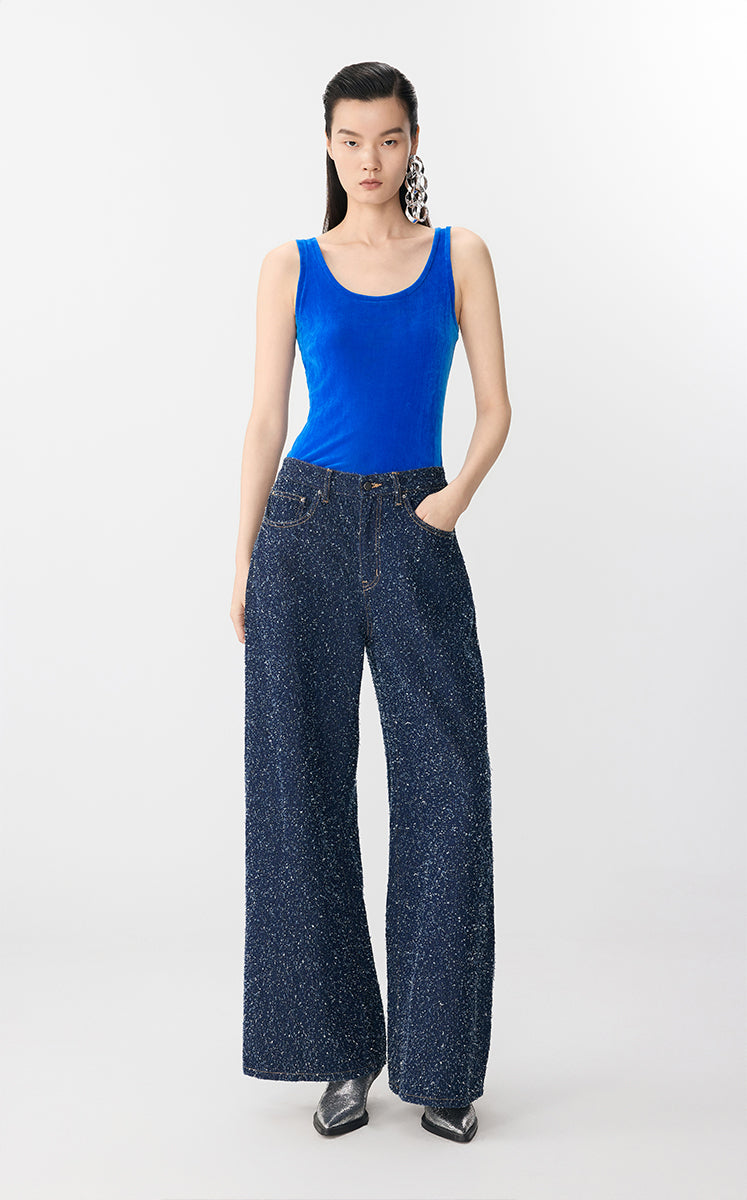 Vest / JNBY Sheer Velvet Mesh Tank Blue