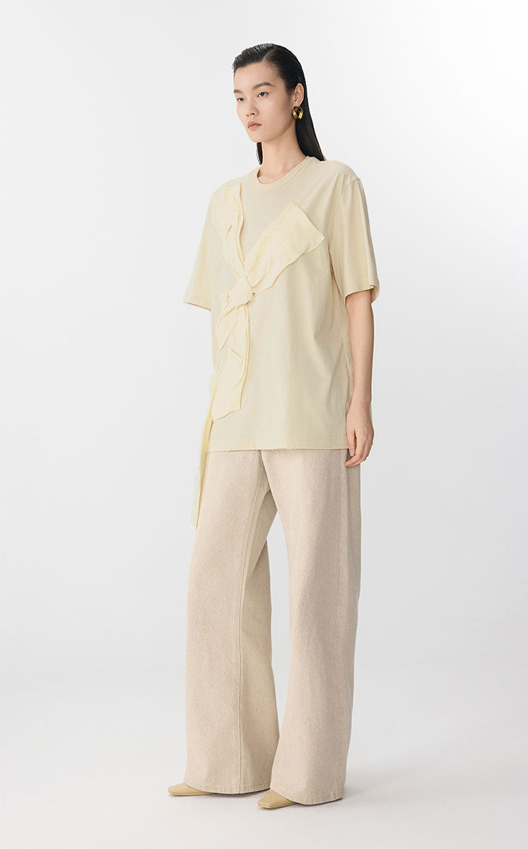 T-shirt / JNBY Cotton Bow Tee White