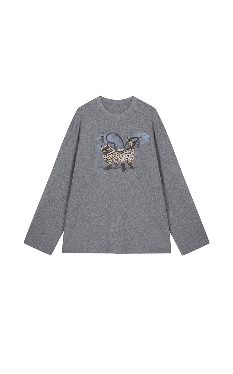 T-Shirt / JNBY Relaxed-Fit Ceramic Cat Long Sleeve Tee