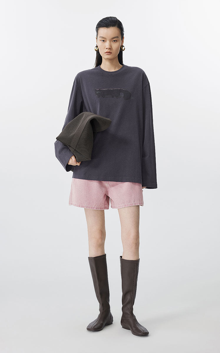 T-Shirt / JNBY Relaxed-Fit Ceramic Cat Long Sleeve Tee Black