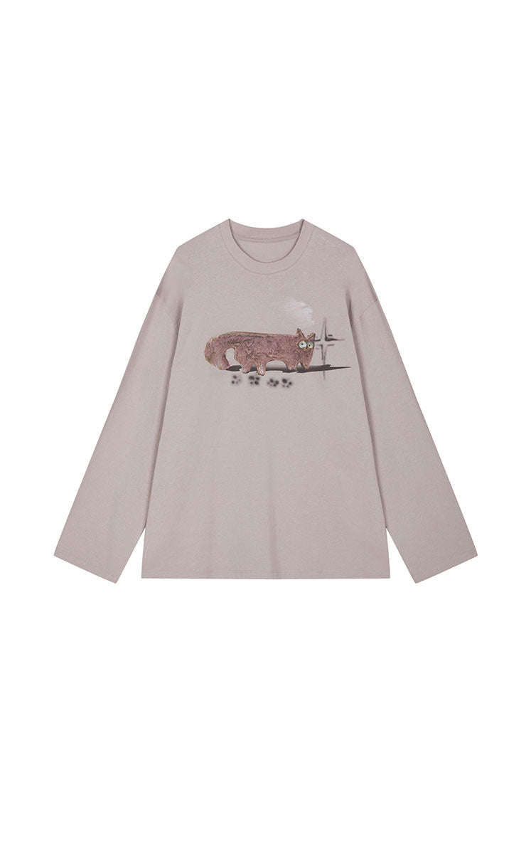 T-Shirt / JNBY Relaxed-Fit Ceramic Cat Long Sleeve Tee