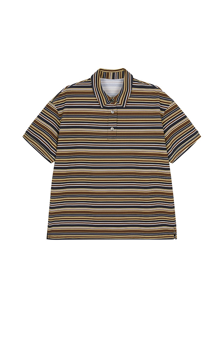T-Shirt / JNBY Striped Cotton Relaxed Polo Tee