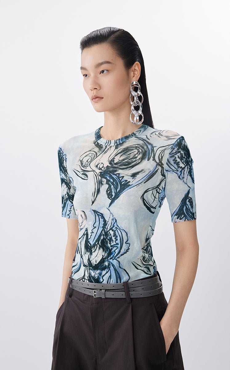 T-Shirt / JNBY Fitted Floral Art Tee