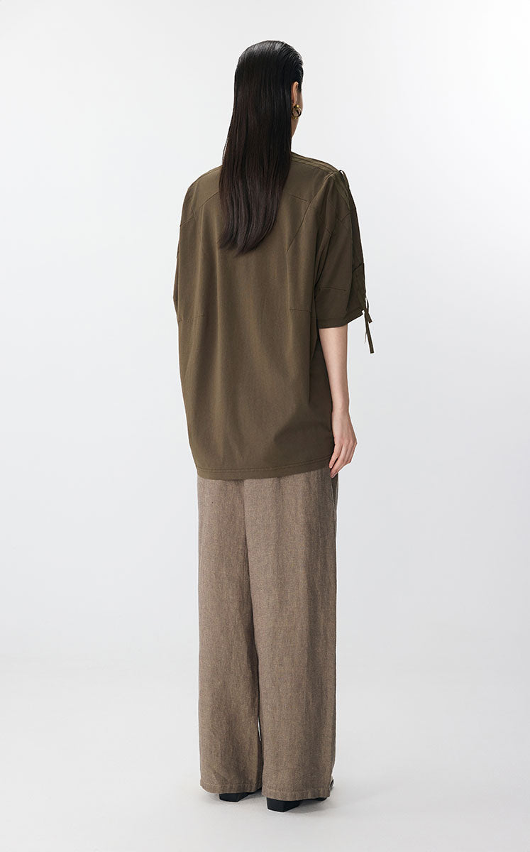 T-Shirt / JNBY Oversized Cotton Tie-Detail Tee