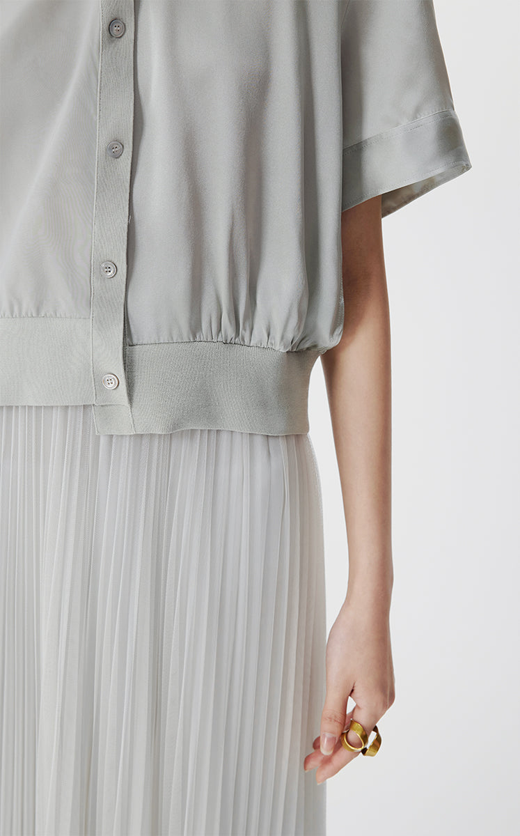 Shirt / JNBY Asymmetric Silk Panel Shirt