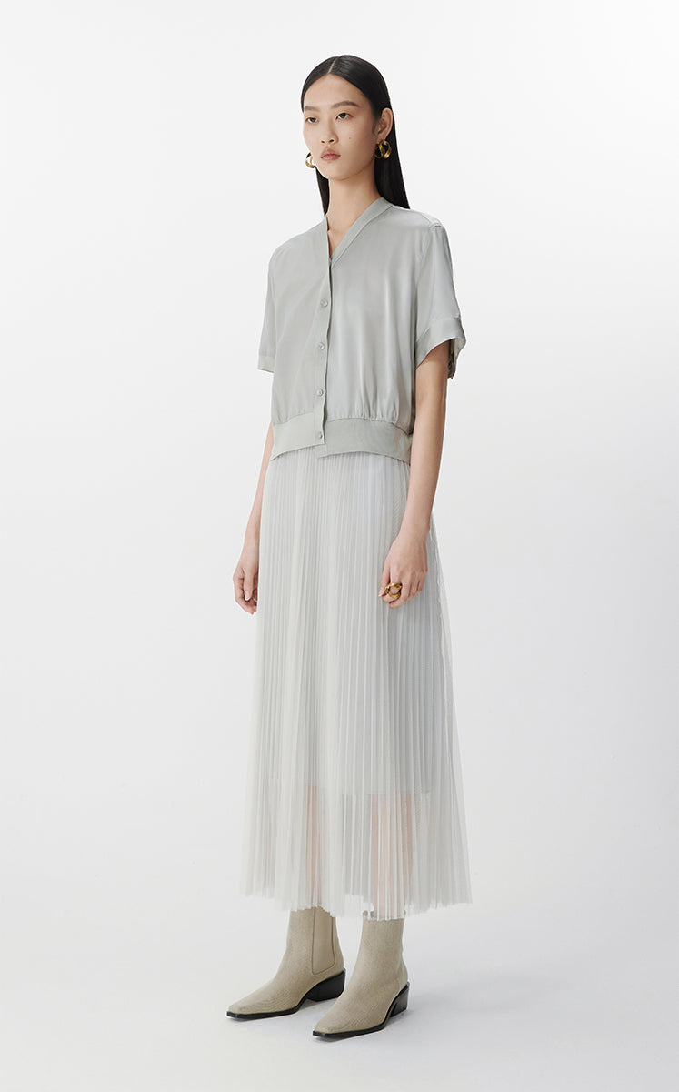 Shirt / JNBY Asymmetric Silk Panel Shirt
