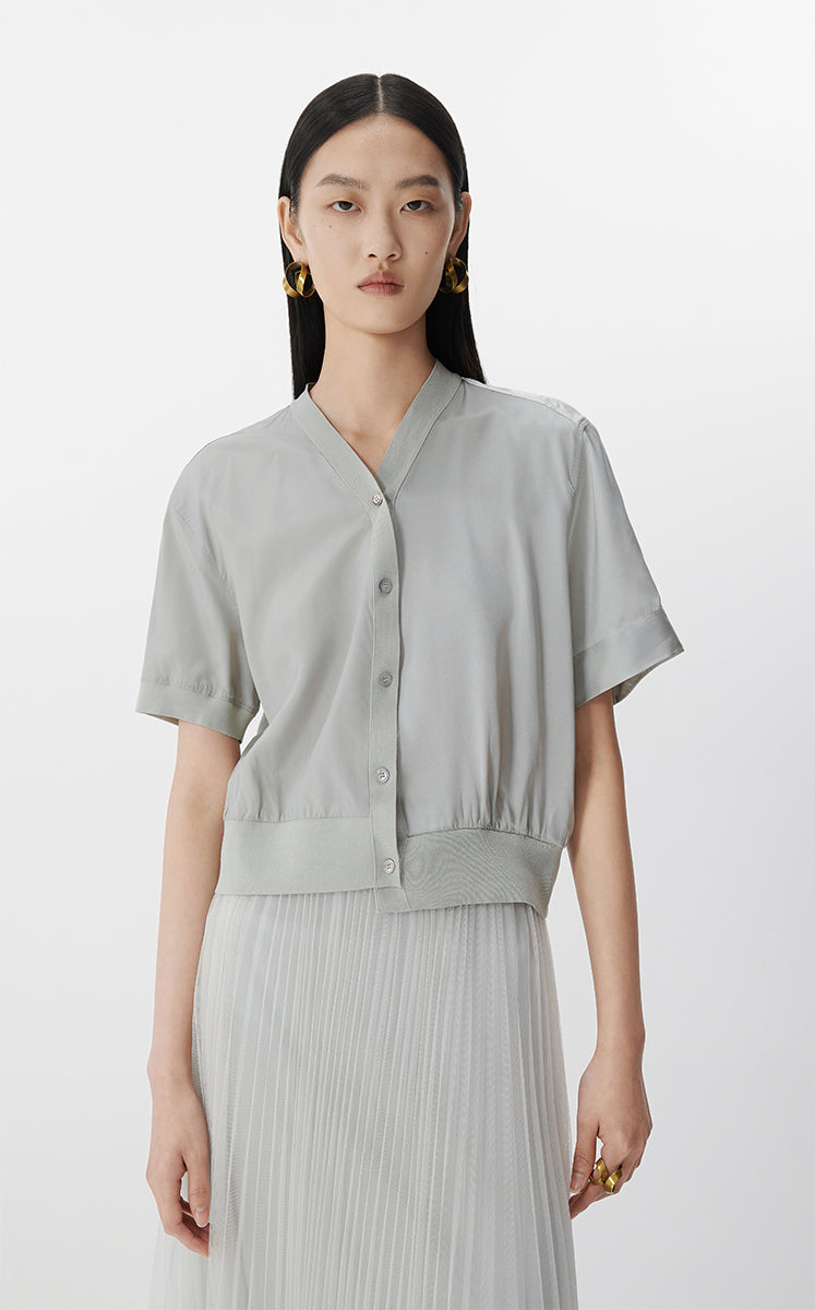 Shirt / JNBY Asymmetric Silk Panel Shirt