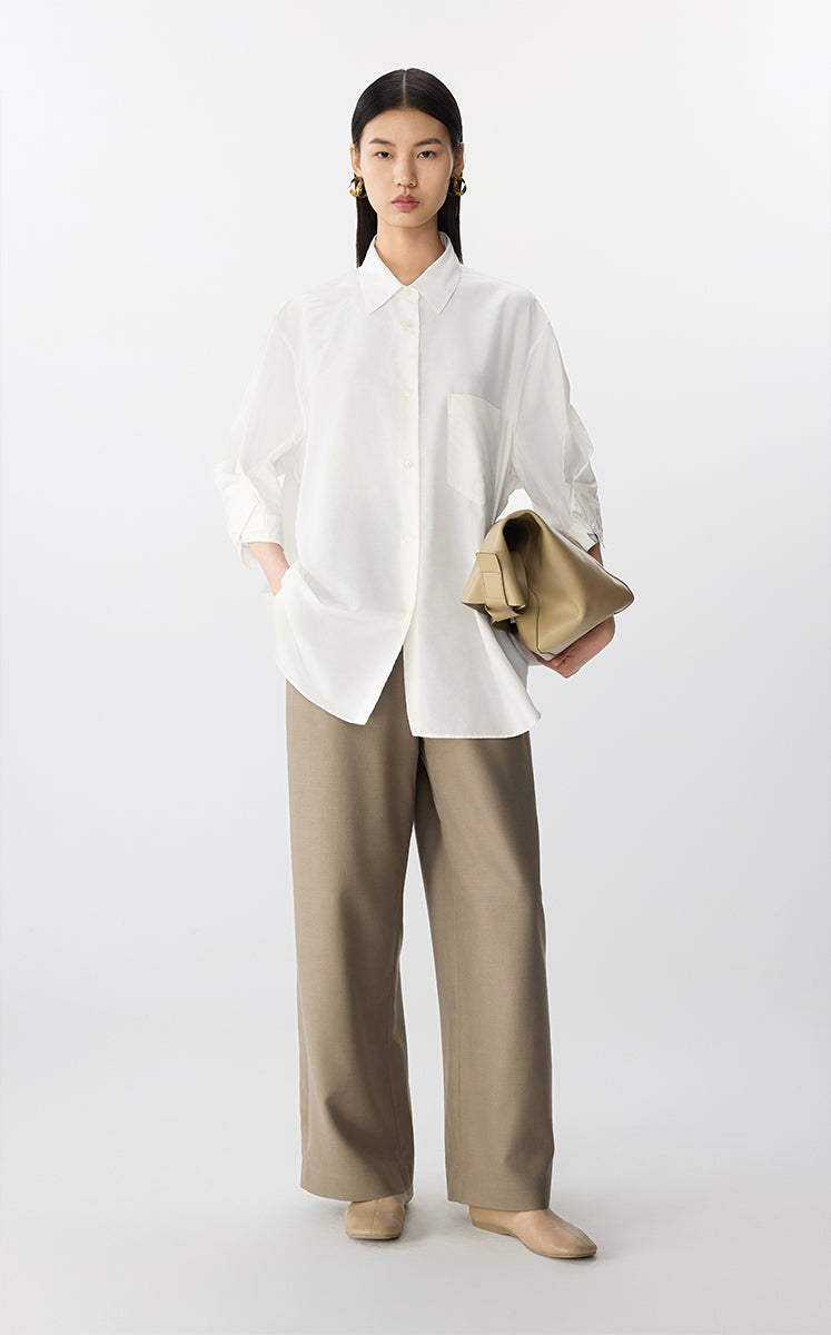 Shirt / JNBY Oversized Cotton-Silk Shirt White