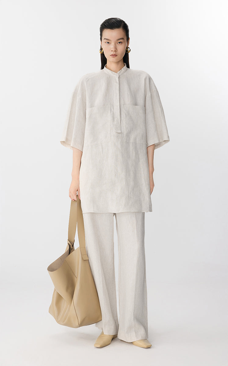 Shirt / JNBY Oversized Linen Short Sleeve Top Origenal