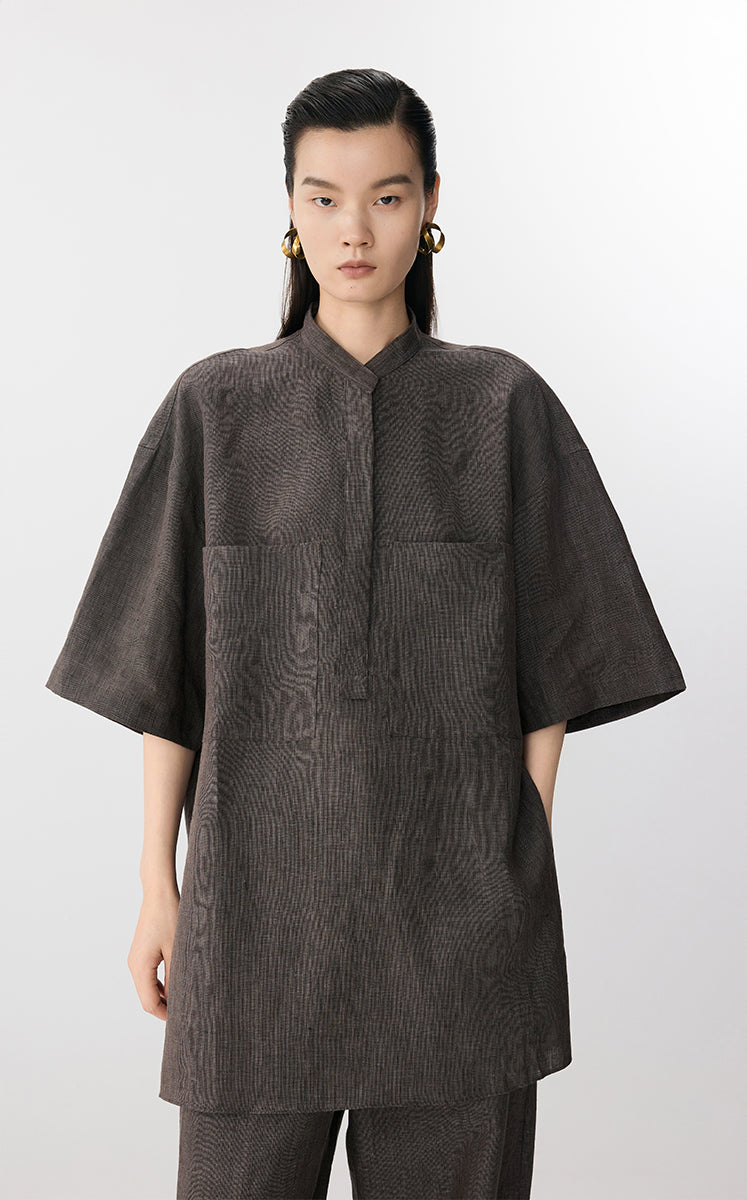 Shirt / JNBY Oversized Linen Short Sleeve Top