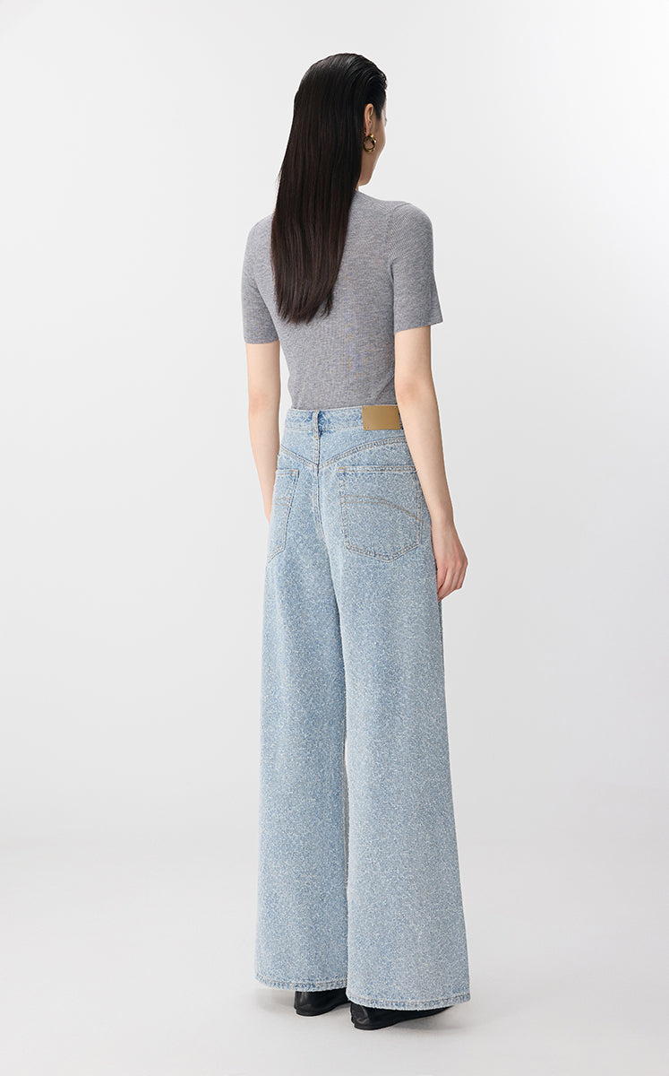 Sweater / JNBY Fitted Wool Short Sleeve Sweater