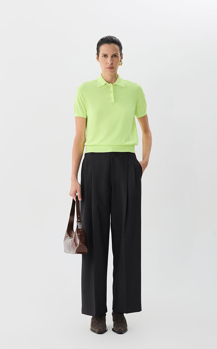 Sweater / JNBY Cotton Acetate Polo Knit Yellow