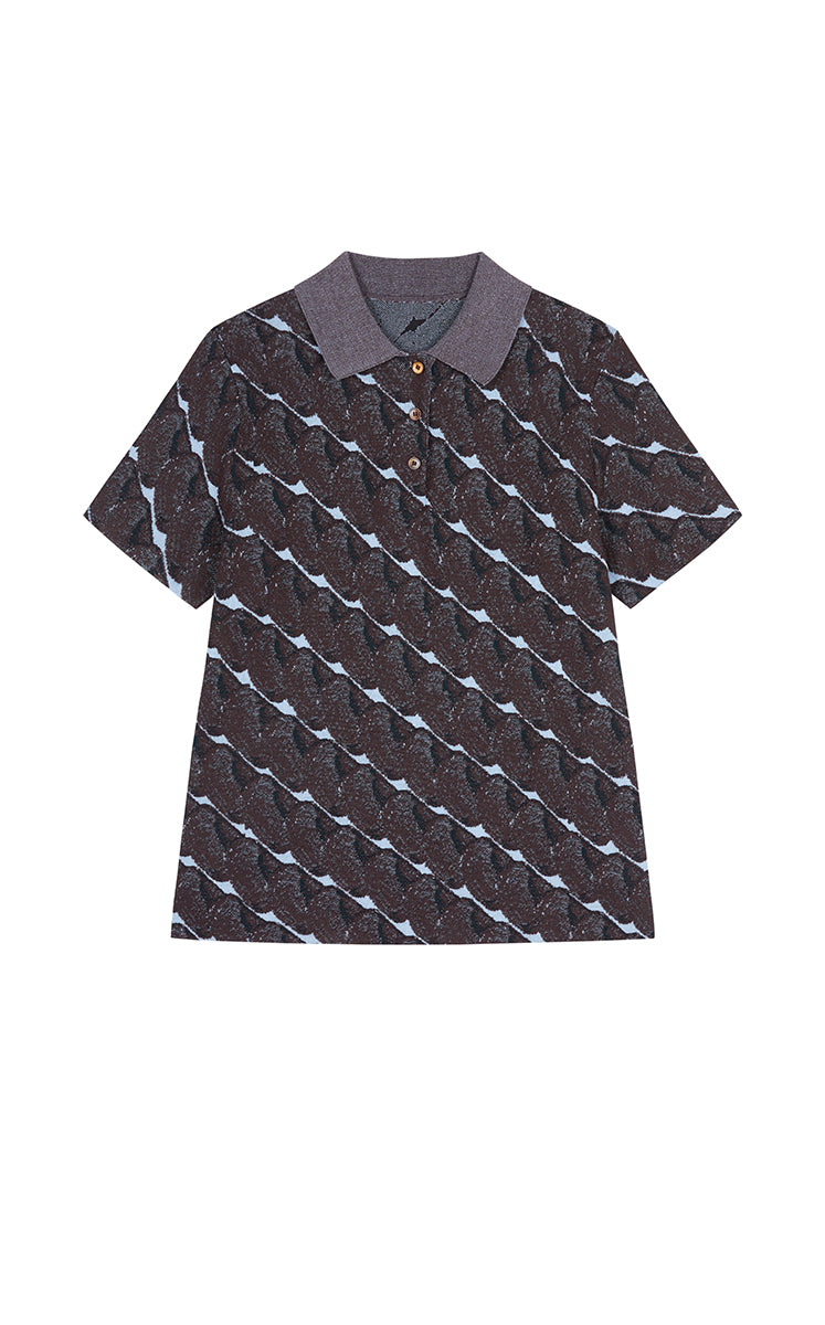 Sweater / JNBY Jacquard Pattern Short Sleeve Knit Top