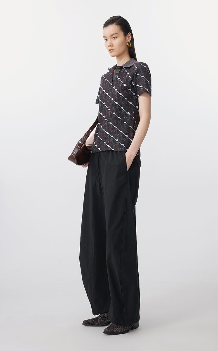 Sweater / JNBY Jacquard Pattern Short Sleeve Knit Top