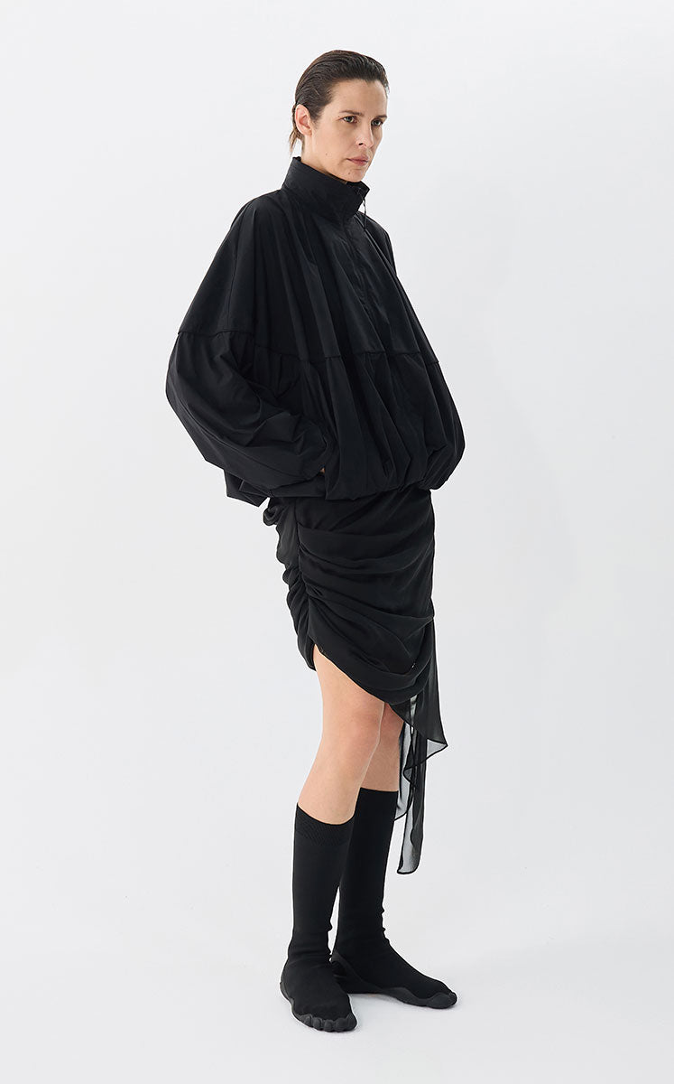 Skirt / JNBY Asymmetric Silk Pleated Skirt