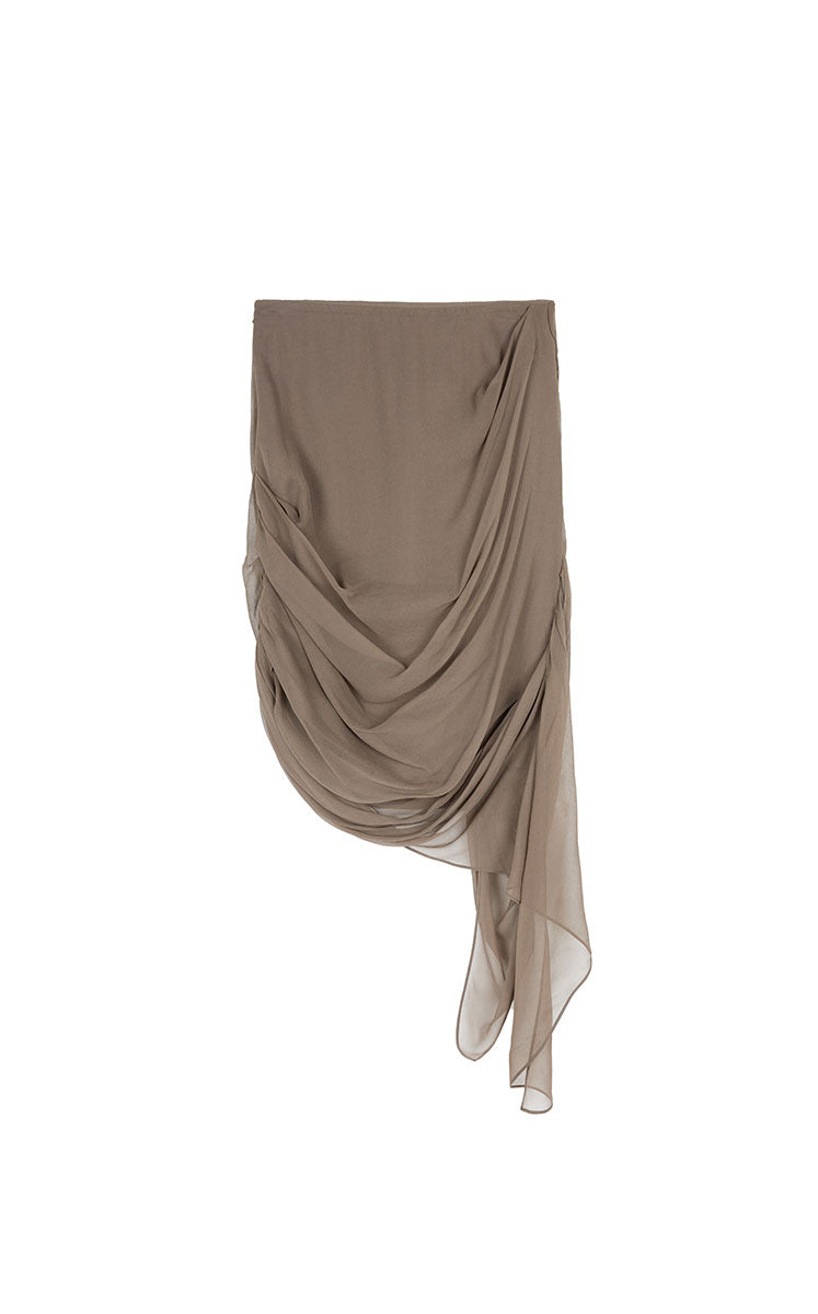 Skirt / JNBY Asymmetric Silk Pleated Skirt