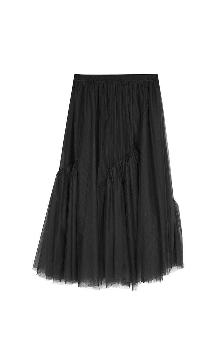 Skirt / JNBY Sheer Mesh Ruffle Hem Skirt