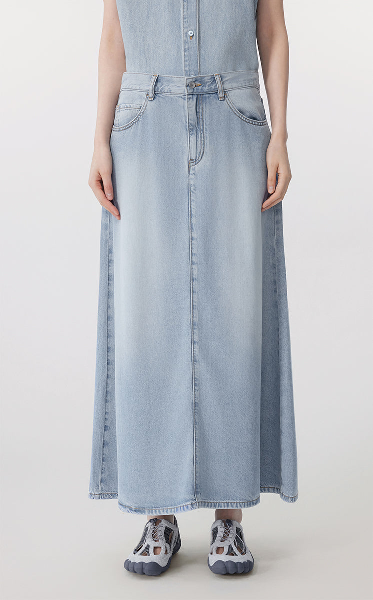 Skirt / JNBY A-Line Tencel Long Skirt Blue