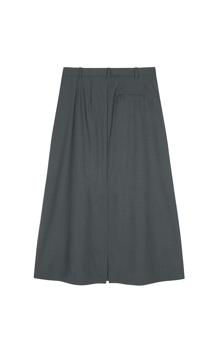 Skirt / JNBY A-Line Wool Long Skirt Grey