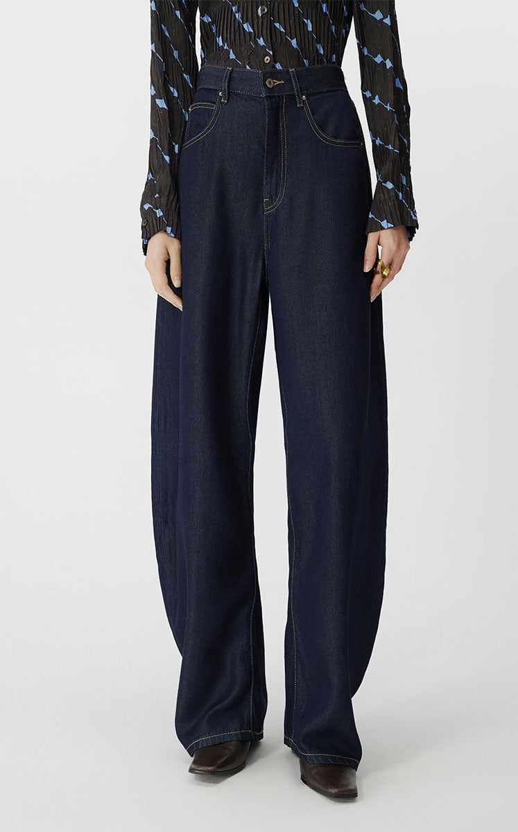 Pants / JNBY Eco-Friendly Banana-Cut Denim Trousers Dark Blue