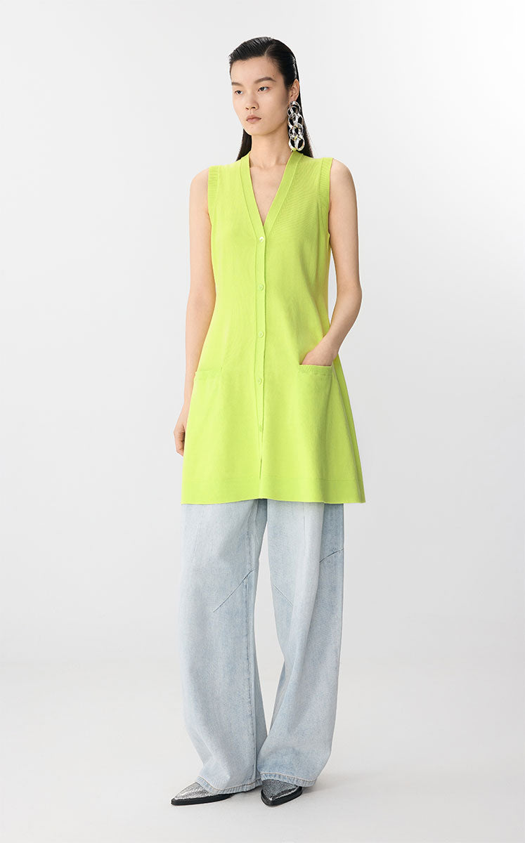 Dress / JNBY Combed Cotton Sleeveless Knit Dress Yellow
