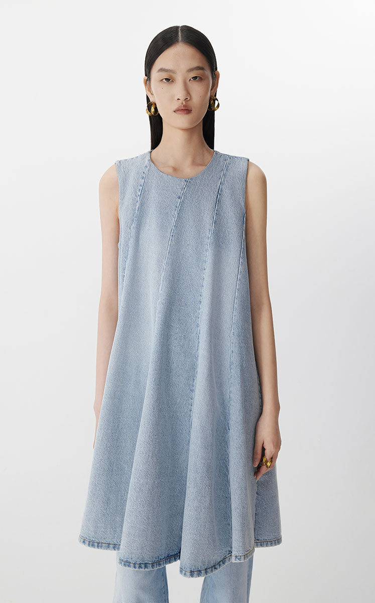 Dress / JNBY Sleeveless Gray Washed Denim Dress