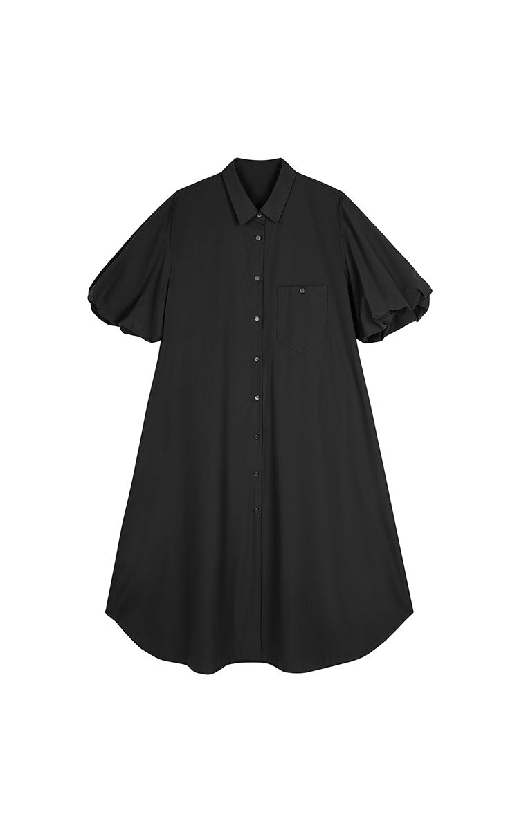 Dress / JNBY Cotton Twill A-Line Short Sleeve Dress