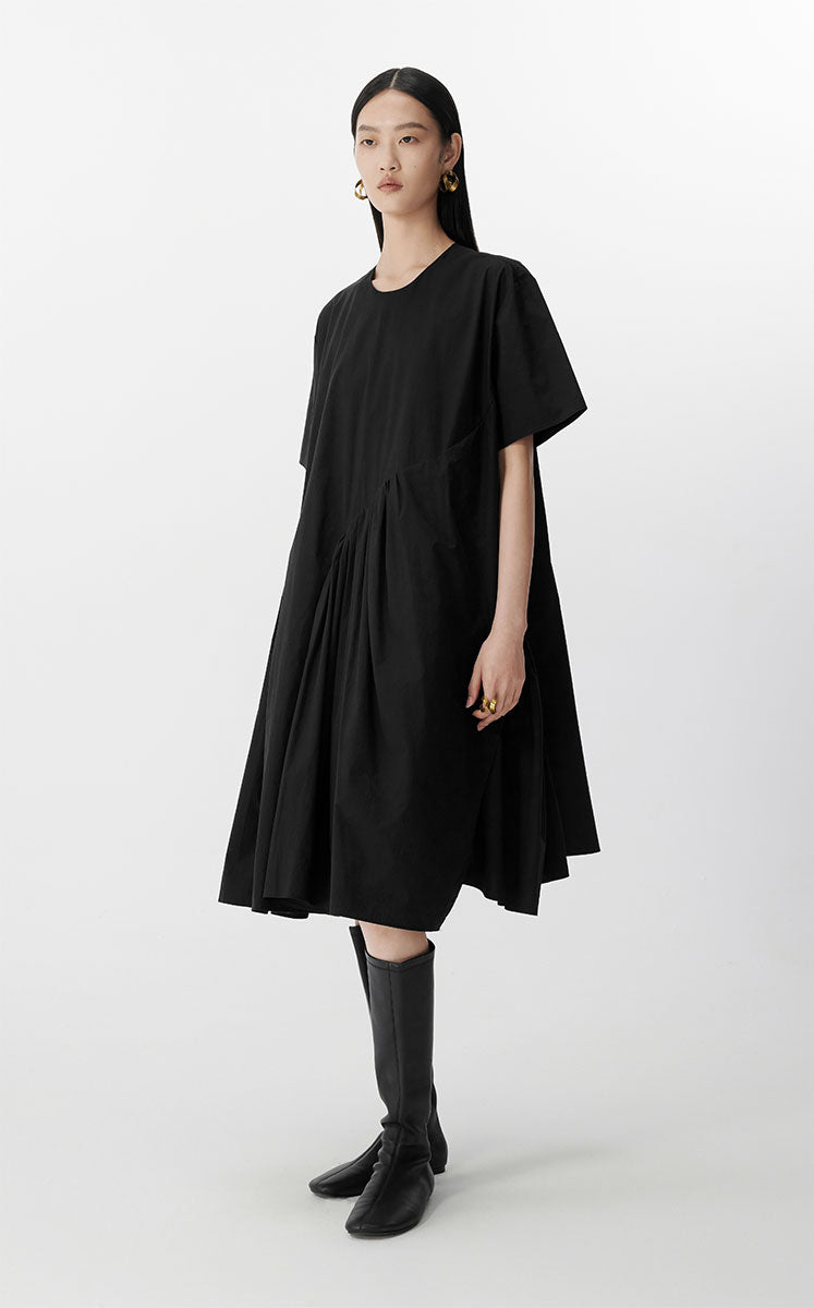 Dress / JNBY Cotton Pleated Waist Short Sleeve Dress