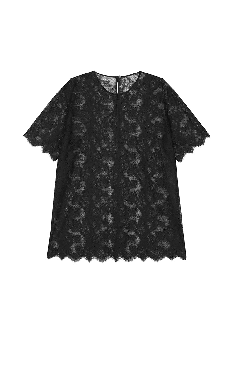T-Shirt / JNBY Sheer Lace Loose Fit Tee