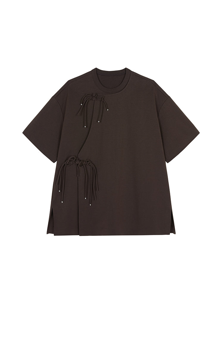 T-shirt / JNBY Oversized Tee with Chinese Button Closure Brown