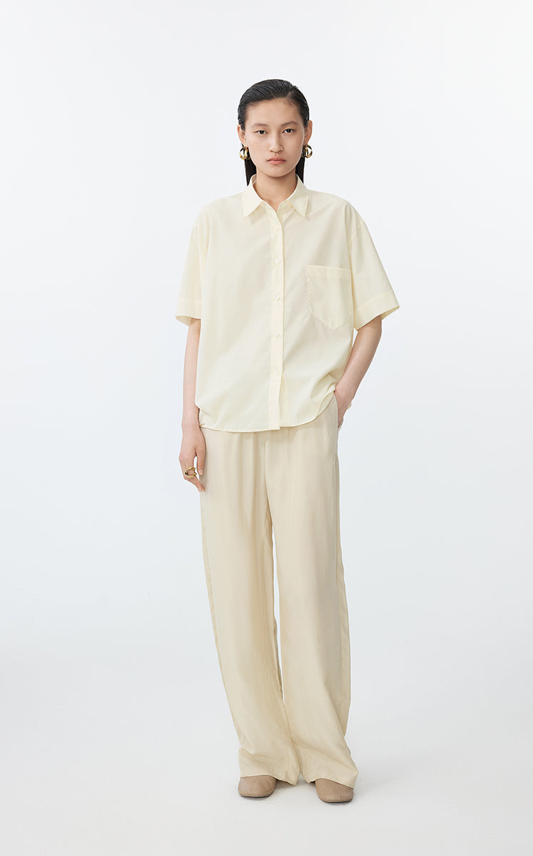 Shirt / JNBY Cotton Sateen Short Sleeve Shirt Light Brown