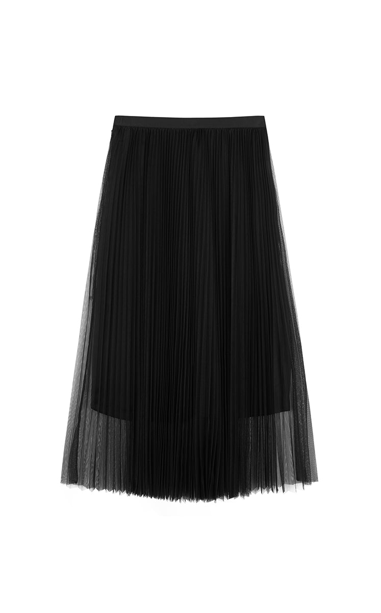 Skirt / JNBY A-Line Pleated Mesh Maxi Skirt