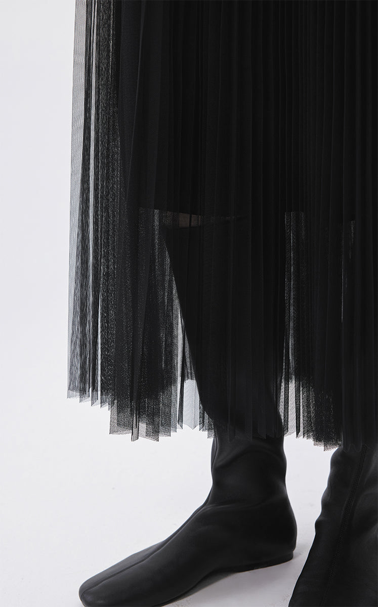 Skirt / JNBY A-Line Pleated Mesh Maxi Skirt