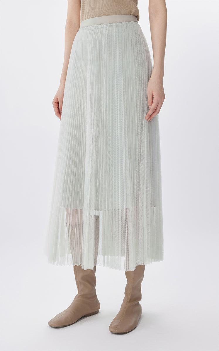 Skirt / JNBY A-Line Pleated Mesh Maxi Skirt