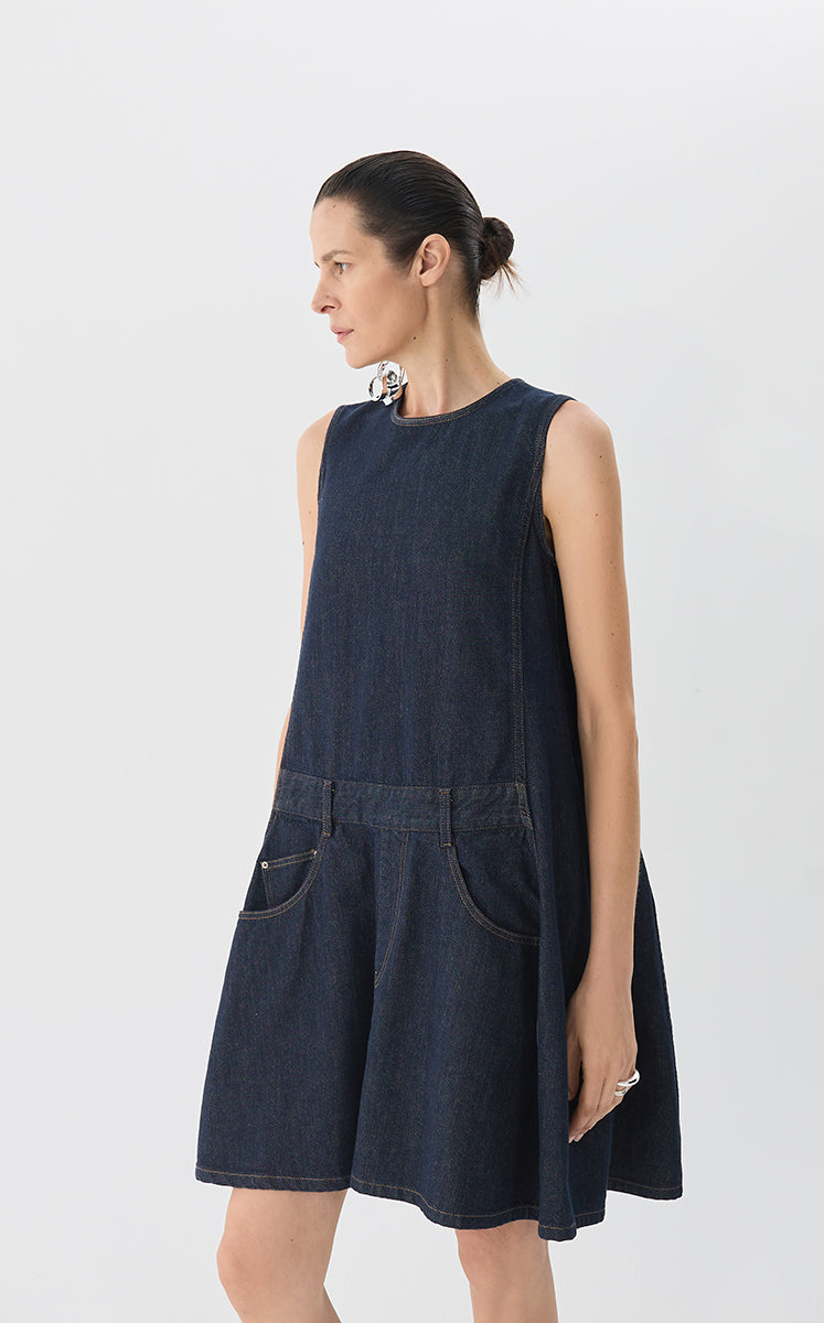 Dress / JNBY Sleeveless Cotton Shift Dress Dark Blue