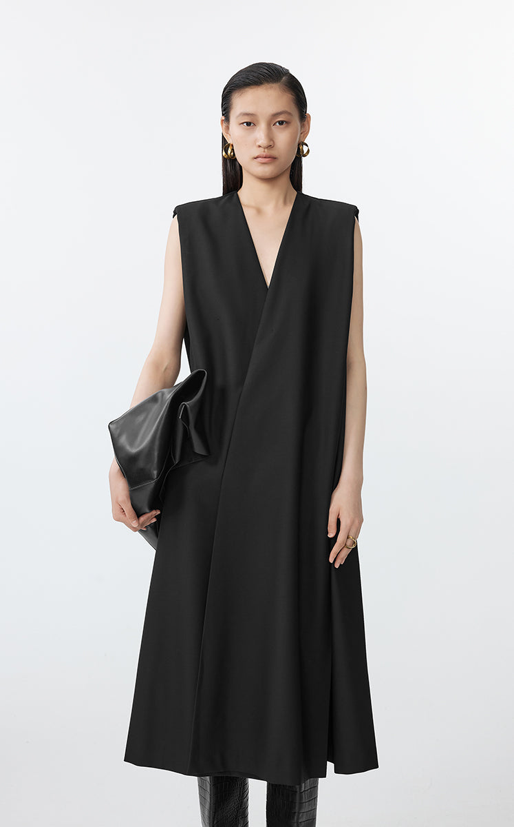 Dress / JNBY A-Line Sleeveless Wool Blend Dress Black