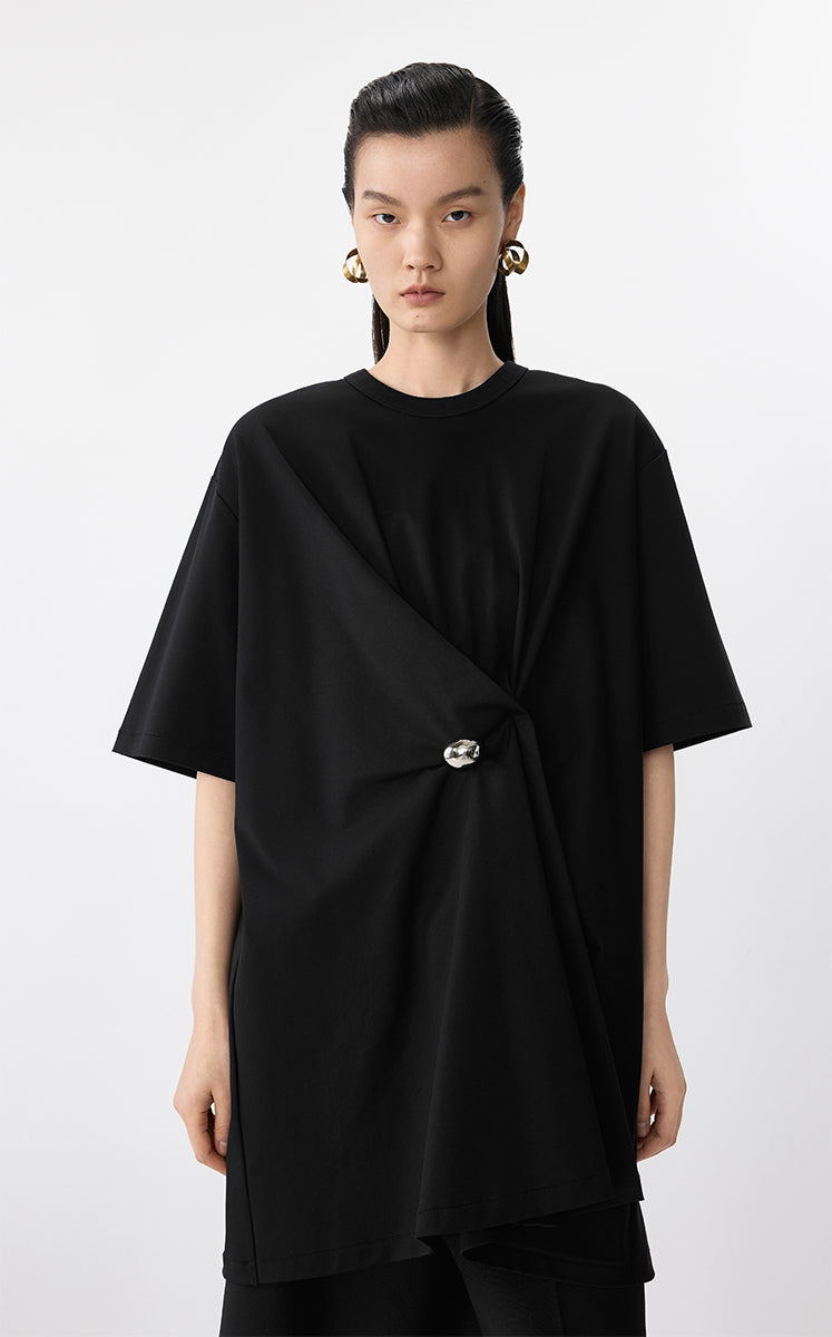 Dress / JNBY Asymmetric Cotton Short Sleeve Dress