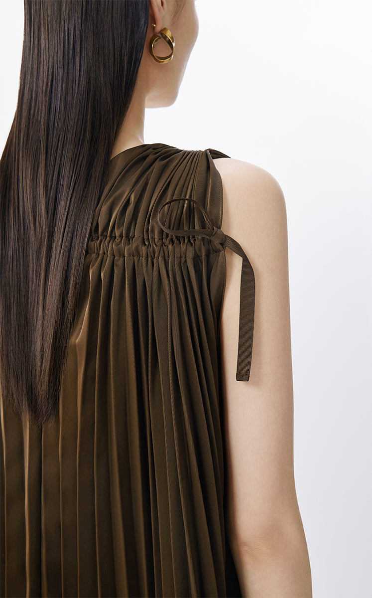 Dress / JNBY Pleated Satin A-Line Dress