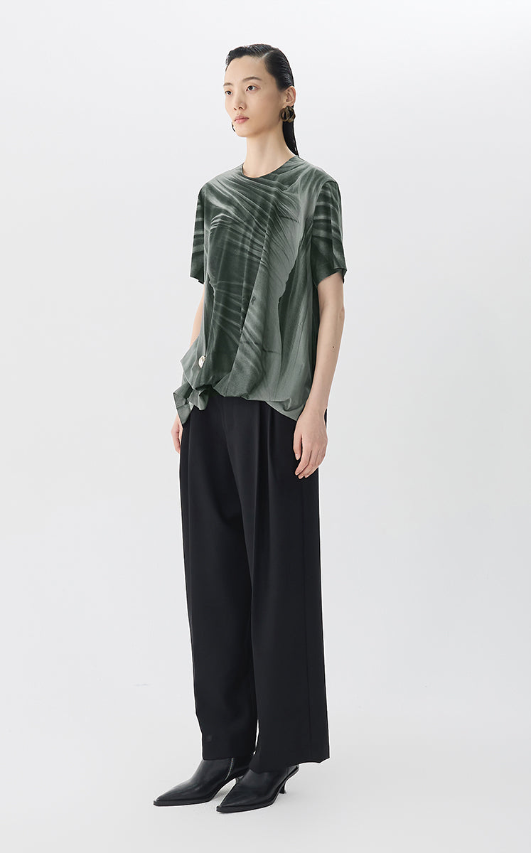 T-shirt / JNBY Wrinkled Print Cotton Tee