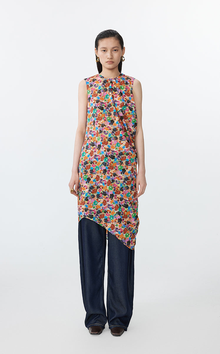 （Top-selling）Dress / JNBY Liberty Cotton Dress with Deconstructed Hem Red