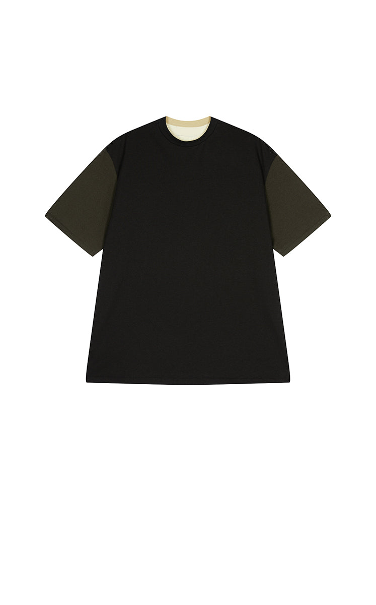 T-shirt / JNBY Colorblock Loose Fit Cotton Tee Black-Grey