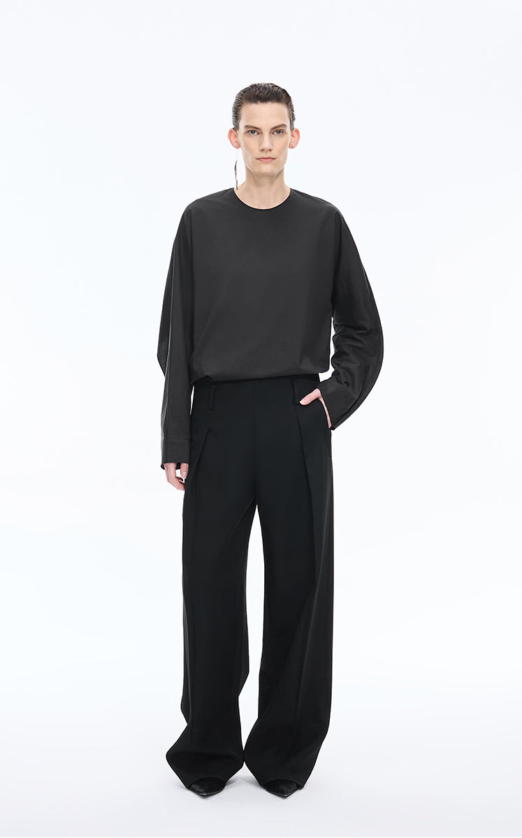 Shirt / JNBY Loose Cotton & Mulberry Silk Top Black