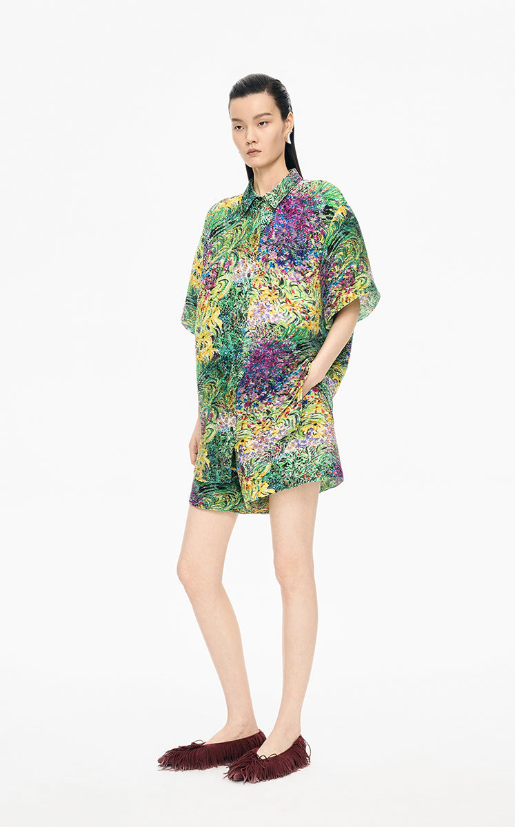 Shirt / JNBY Kew Gardens Pleated Floral Loose Shirt