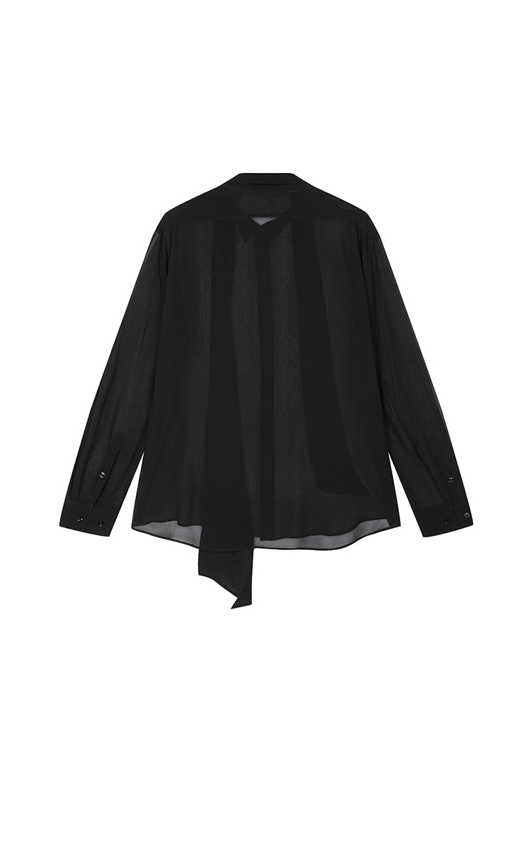 Shirt / JNBY Silk Asymmetric Long Sleeve Shirt Black