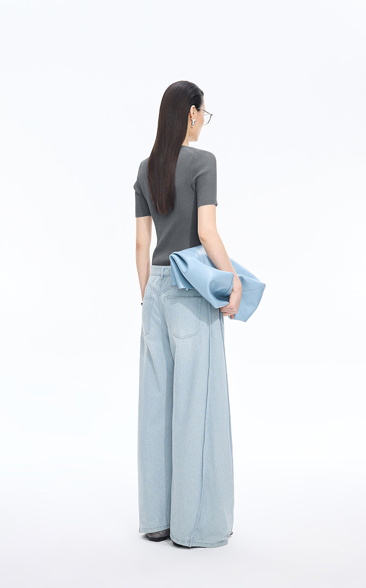 Sweater / JNBY Slim Fit Ultra-Thin Short Sleeve Pullover