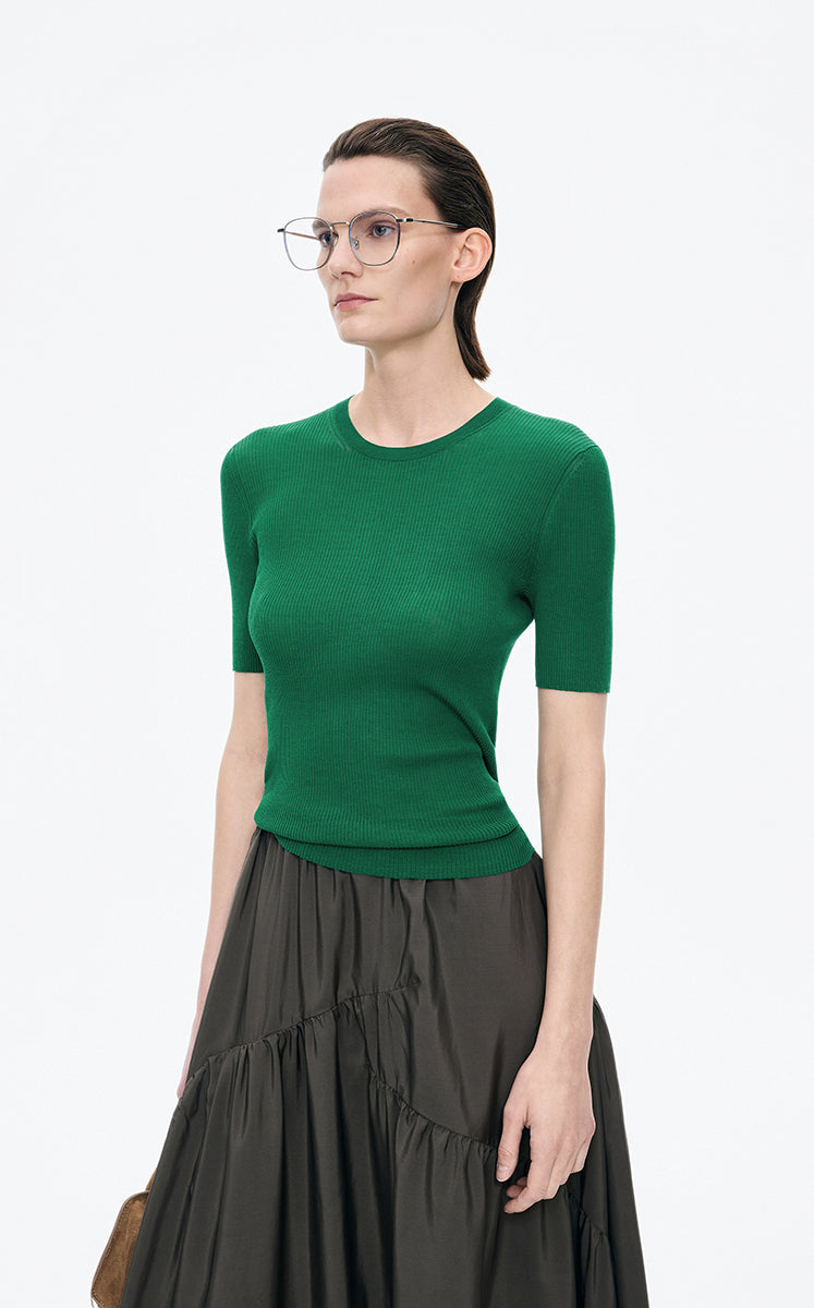 Sweater / JNBY Slim Fit Ultra-Thin Short Sleeve Pullover